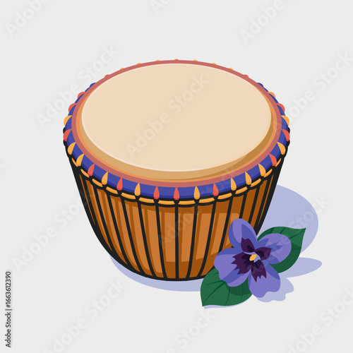This traditional drum, adorned with vibrant colors and floral design, symbolizes the rich cultural heritage and artistic expression found in music and celebration.