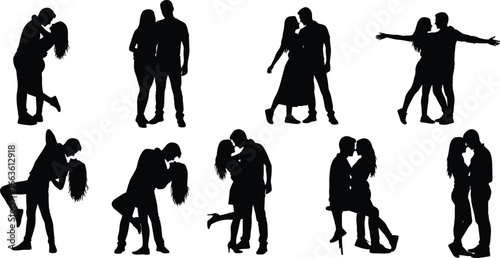 Romantic Couple Silhouette SVG Bundle – Love Clipart for Valentine's Day, Weddings, Sublimation & Cricut Crafts