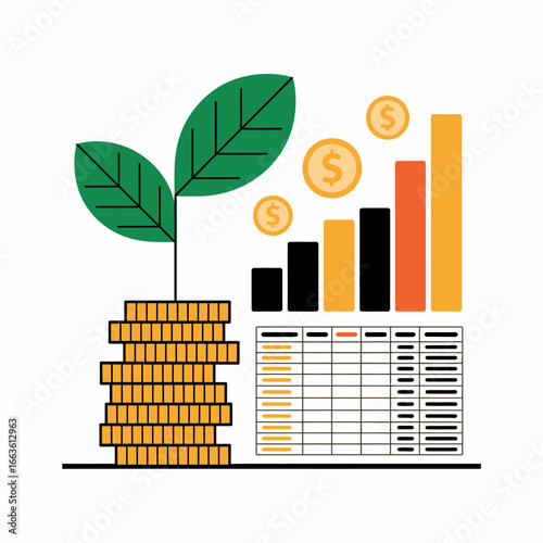 This visually impactful image shows a plant sprouting from a stack of coins, symbolizing financial growth and prosperity, perfect for finance and investment-related content.
