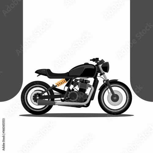 A striking illustration of a black motorcycle featuring a sleek design and standout elements, highlighting the spirit of freedom and adventure associated with riding.