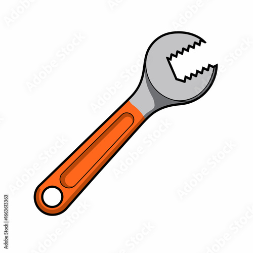 A vibrant and dynamic illustration of an adjustable wrench, highlighting its functional design, representing tools and craftsmanship in a creative way.