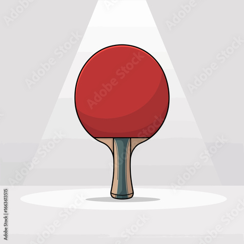 A vibrant and striking ping pong paddle highlighted under a spotlight, emphasizing the sports equipment's design, ideal for sports enthusiasts and marketing materials.