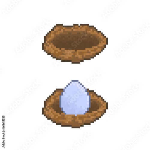 bird egg in a nest pixel art