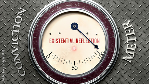 Photos Existential Reflection and Conviction that is hitting a full scale, showing a very high level of existential reflection, overload of it, too much of it