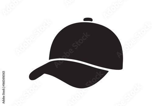 Simple black silhouette of a baseball cap with a curved brim