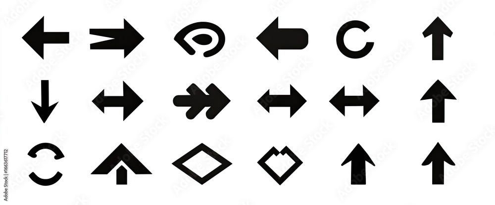 Collection of black directional icons