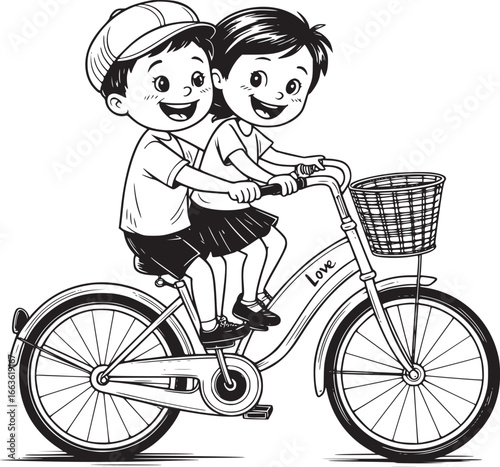 Joyful Cycling: A couple embarking on a cycling journey together, capturing the essence of shared experiences and love.