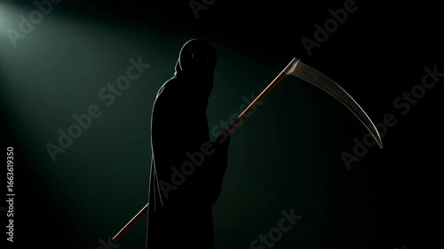 Grim Reaper Revealing Skeleton Face
