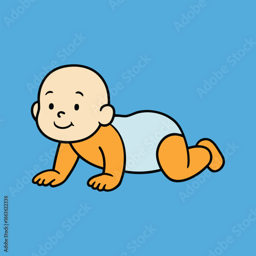 Baby Crawling Silhouette Illustration