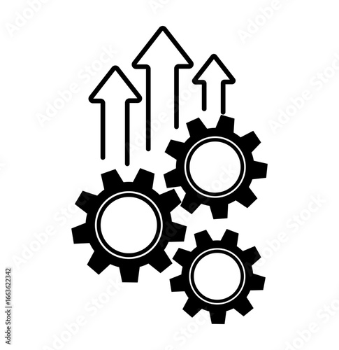 Gear and Growth Arrows Icon – Business Process Optimization