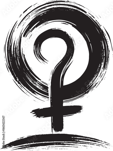 Empowering brush strokes: Minimalist feminine symbol art for equ