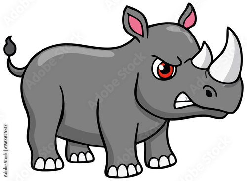 Angry cartoon rhino clipart illustration 