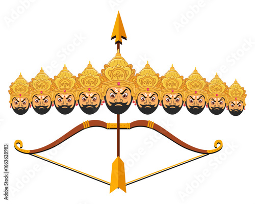 Ravana with ten heads for Indian festival Dussehra vector illustration