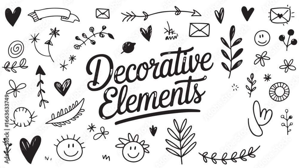 Obraz premium Hand-Drawn Decorative Elements: Perfect for Design Projects