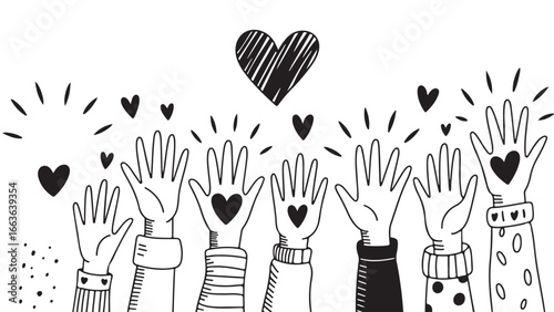 Hands Raised in Celebration: A Vector Graphic of Unity and Love