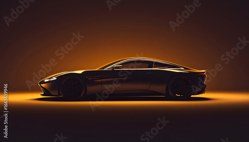 Wallpaper Mural Minimalist luxury sports car silhouette, side view, sleek black glossy finish, futuristic lighting Torontodigital.ca