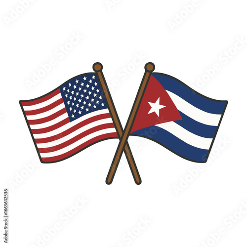 USA and Cuba cross flags vector on white background
Vector country flags intersecting