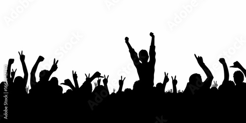 Silhouette of an Excited Crowd at an Event cheering