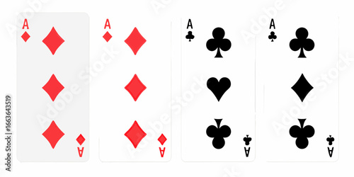 Four Aces Playing Cards on White Background ace of diamonds