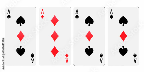 Four Aces Playing Cards with Spades and Diamonds card games