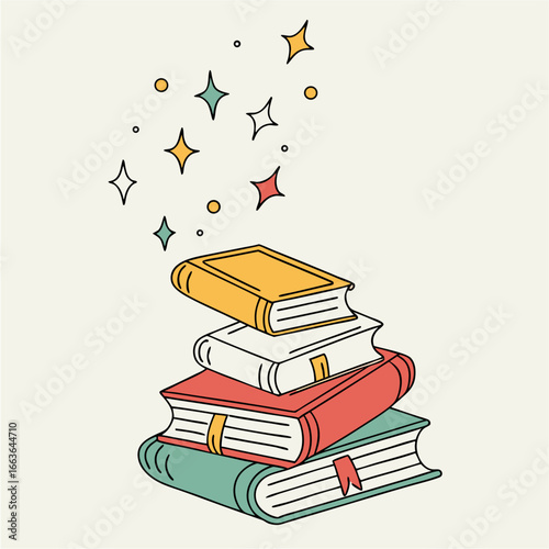 stack of books and a pencil