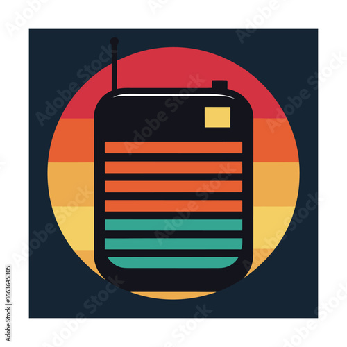 Retro Walkie Talkie With Sunset Background radio communication
