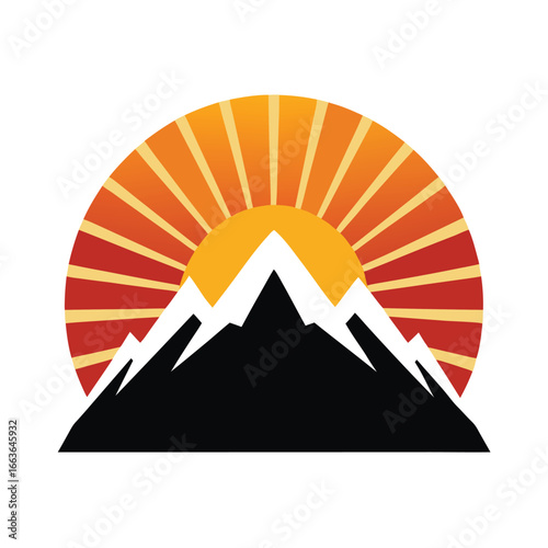 Mountain Peaks Sunrise Retro Graphic mountains summit
