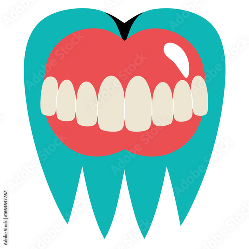 Fun and playful cartoon teeth design, perfect for dental clinics, children's products, or creative projects needing a unique smile and oral health concept