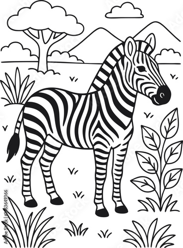 Giraffe cartoon characters isolated on white background. For kids coloring book.