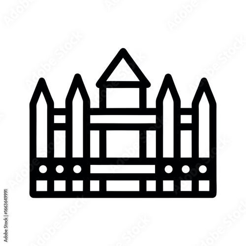 Iconic Picket Fence Illustration Depicting Suburban Home Ownership and Property Boundaries with Clear Outlines and Vector Style Presentation