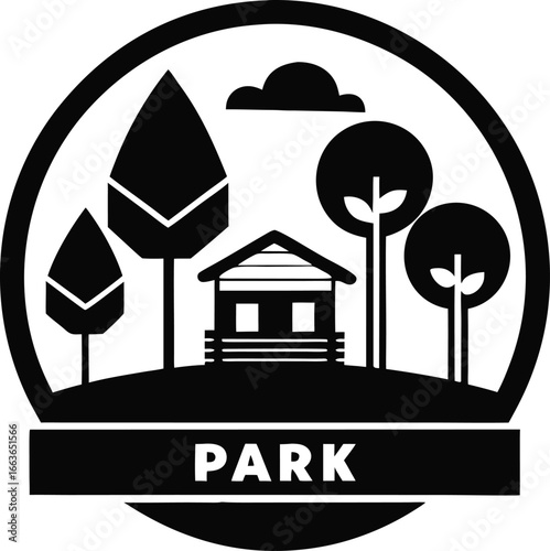 IN park silhouette vector icon on white background