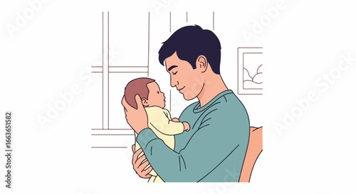 Loving Father Holding His Baby Close.