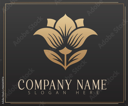 Modern style floral logo design concept. 
