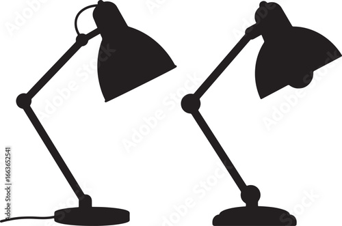 Two black desk lamps in a clean silhouette style on a white background