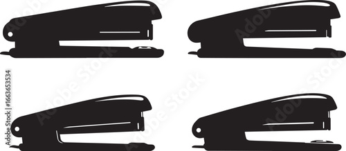 Four identical black stapler silhouettes arranged in a grid on a white background
