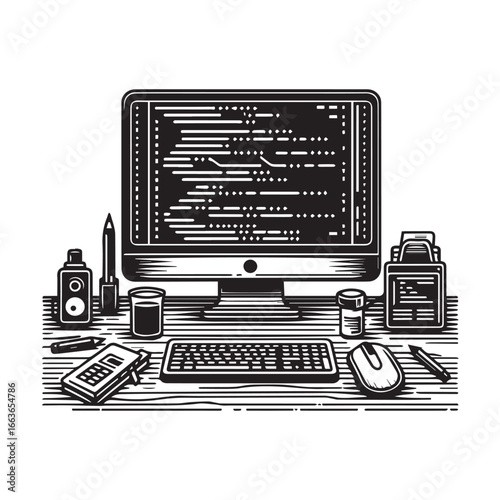 Desktop Monitor with Code Snippet