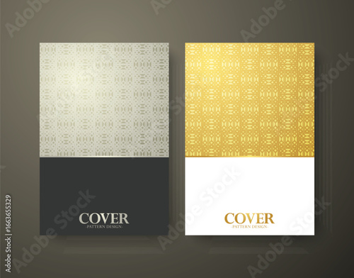 Elegant Geometric Motif Book Cover Template with Golden and Silver Design