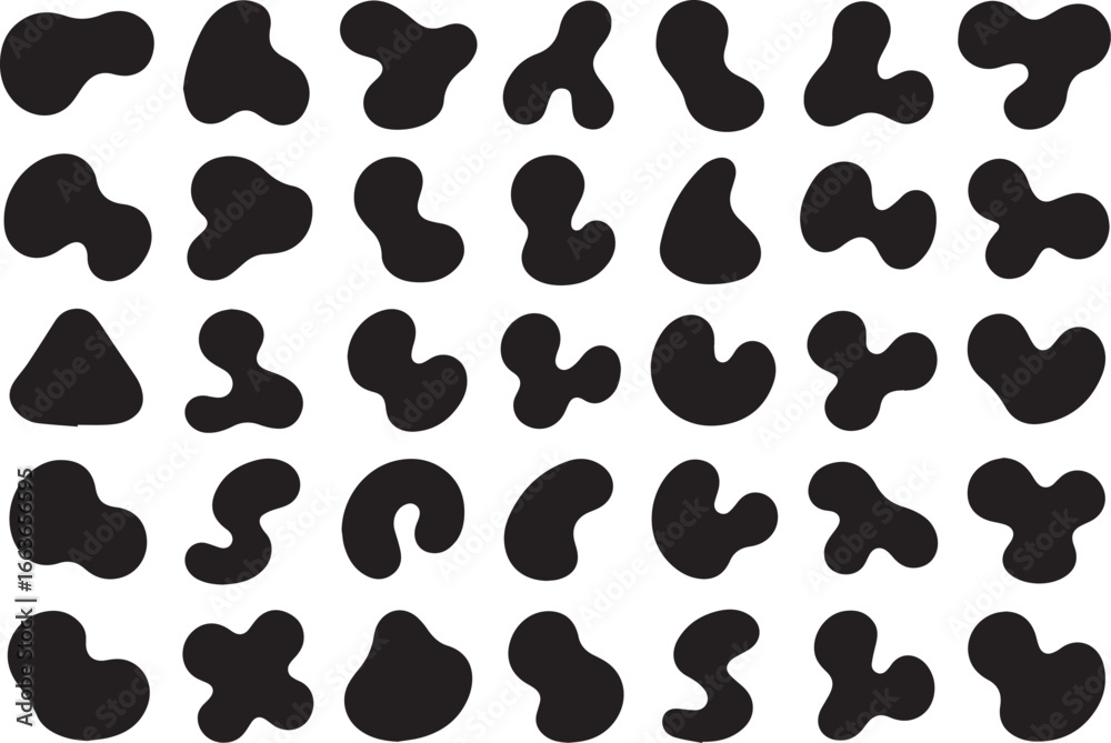 Fototapeta premium Abstract Black Blob Shapes Collection