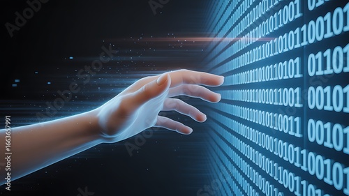 Reaching for the Future Hand Interacting with Binary Code Stream for Data Science Concepts