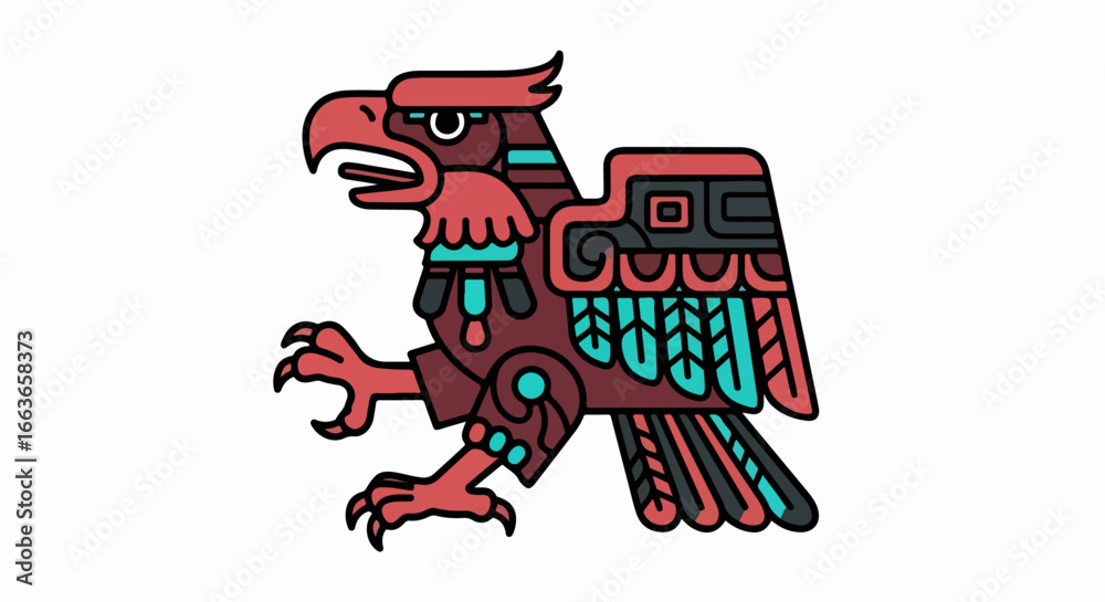 Fototapeta premium Aztec eagle illustration, a powerful symbol of ancient Mexican culture.