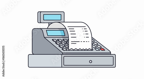 Cash register with receipt, a tool for financial transactions.