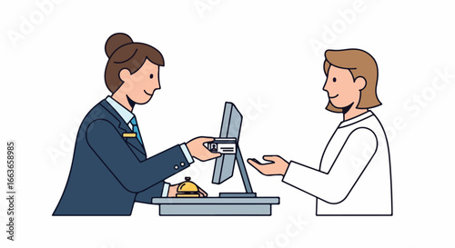 Hotel Receptionist Assisting Guest with Check-in Process.