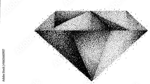Abstract stipple diamond illustration with dotwork technique for art design