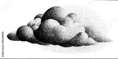 Abstract cloud form in stipple dotwork with gradation effect for design