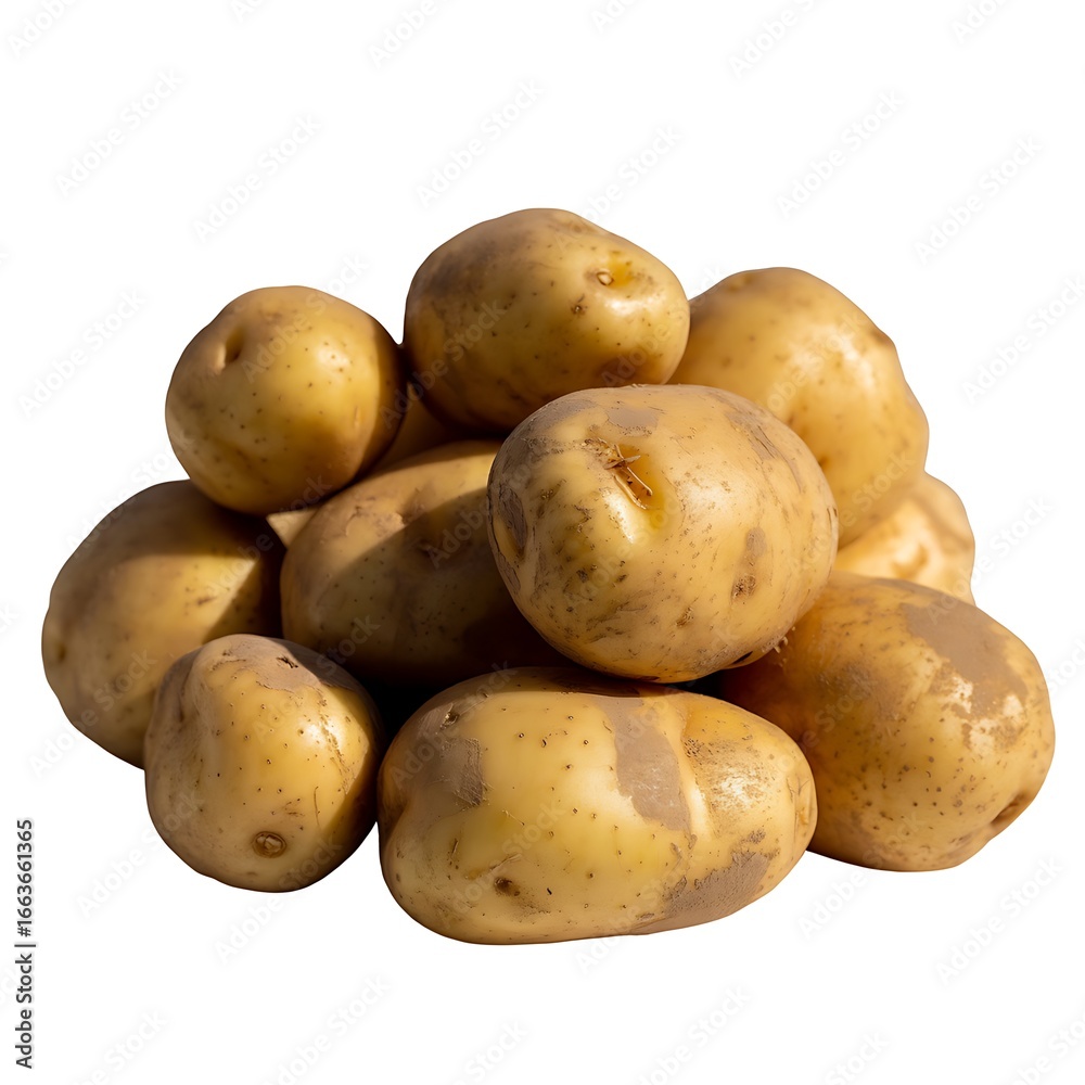 Pile of Fresh Potatoes on White Background vegetable Pile of Fresh Potatoes on White Background vegetable