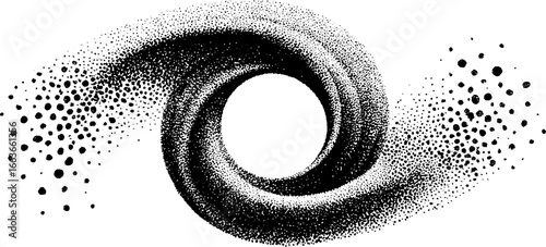 Abstract stippling dotwork of a cosmic black hole swirl for design projects