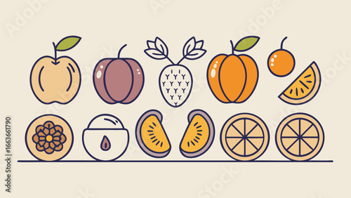 minimal vector icons of dates raisins 
