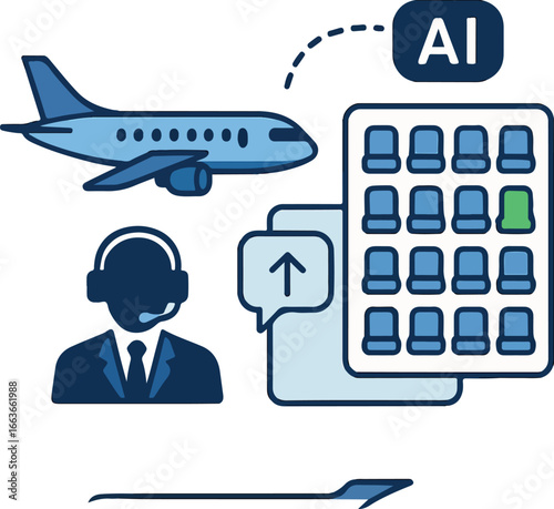 Airline ops AI seat upgrade suggestion Illustration