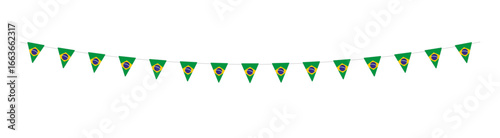 Hanging pennants or bunting with flag of Brazil