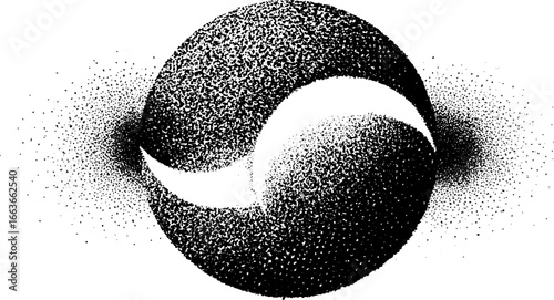 Artistic dotwork crescent and shading circle design for creative projects